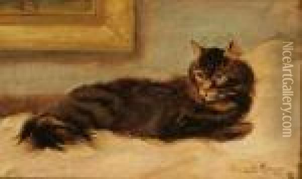 Resting Cat Oil Painting - Henriette Ronner-Knip