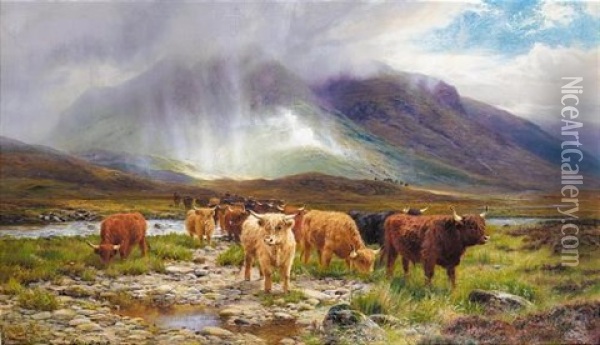 A Passing Shower, Glen Orchy Oil Painting - Louis Bosworth Hurt