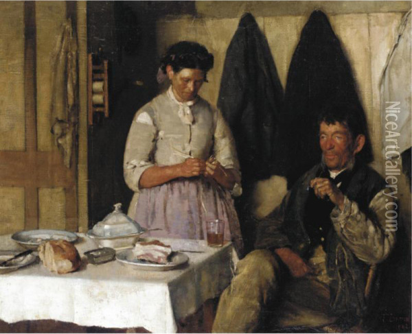 Teatime Oil Painting - Frederick Brown