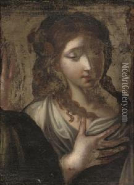 A Young Woman: A Fragment Oil Painting - Giovanni Martinelli