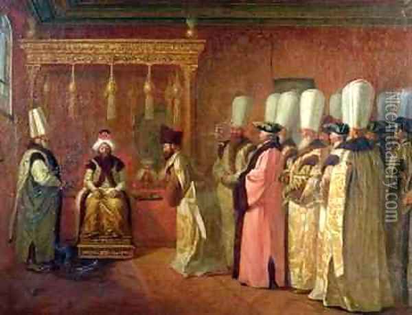 Audience of Charles Gravier 1717-87 Comte de Vergennes with the Sultan Osman III 1699-1757 in Constantinople Oil Painting - Antoine de Favray