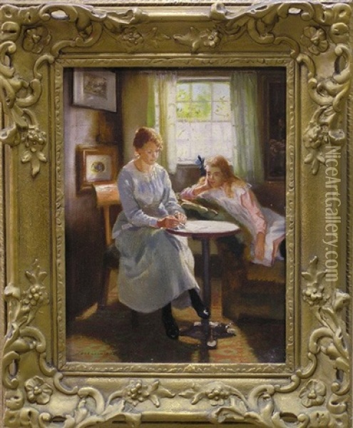 The Lesson Oil Painting - John Lochhead