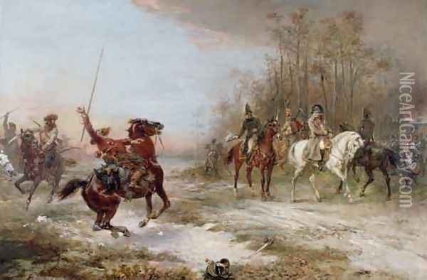 Napoleons Peril at Brienne le Chateau Oil Painting - Robert Alexander Hillingford