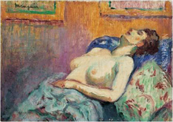 Femme Nue Tete En Arriere Oil Painting - Henri Charles Manguin