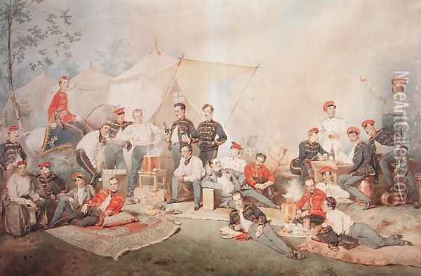 Hussar's Carouse, 1873 Oil Painting - Mihaly von Zichy