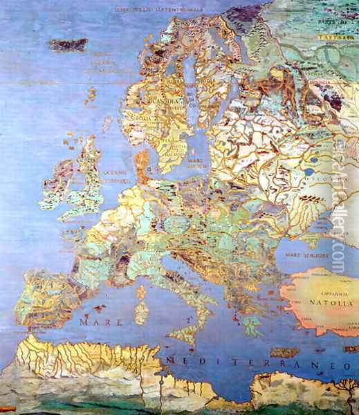 Map of Sixteenth Century Europe from the 'Sala del Mappamondo Oil Painting - Jan The Elder Brueghel