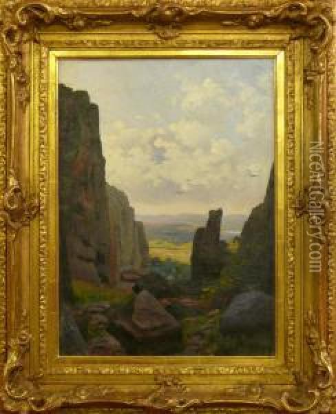 Landskap Med Klippformationer Oil Painting - Julia Stromberg