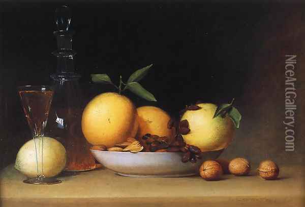 Still Life with Liqueur and Fruit Oil Painting - Raphaelle Peale