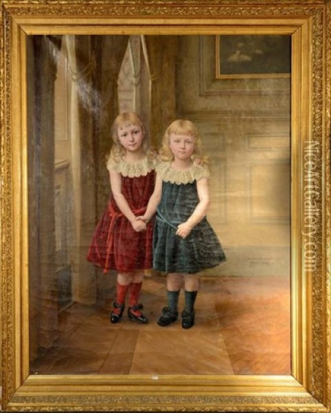 Portraits De Deux Fillettes Oil Painting - Karel Lodewijk de Kesel