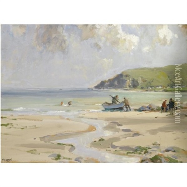 Ballygally Bay, Co. Antrim Oil Painting - James Humbert Craig