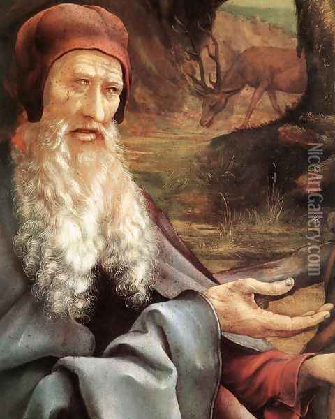 St Anthony (detail) c. 1515 Oil Painting - Matthias Grunewald (Mathis Gothardt)