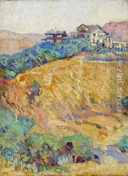 Homes On A Hillside, Thought To Be Alameda, California Oil Painting - Calthea Campbell Vivian