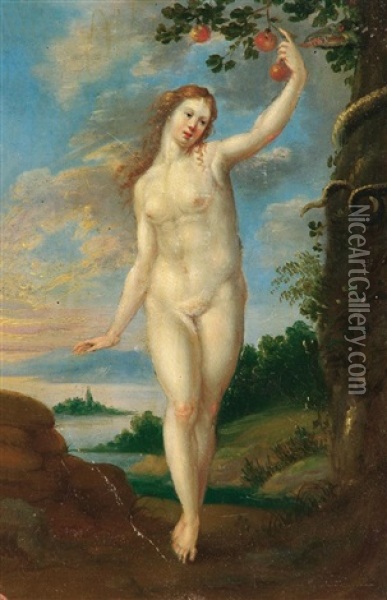 Adam (+ Eva; Pair) Oil Painting - Johann (Hans) Konig