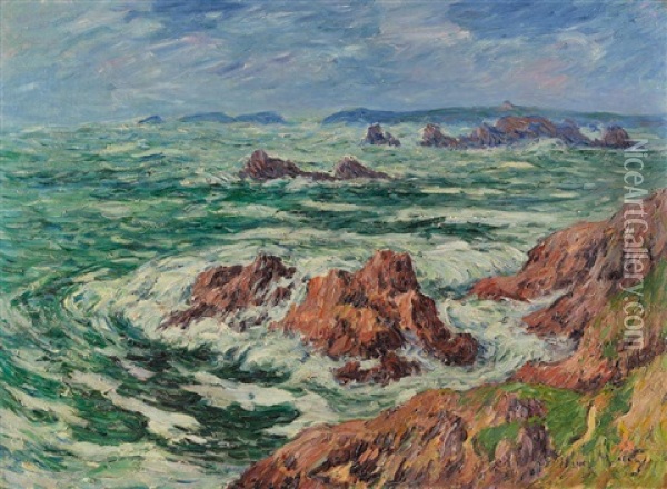 Pointe Rocheuse, Finistere Oil Painting - Henry Moret