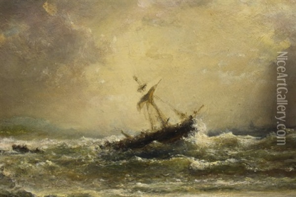 Zeilschip Bij Ruw Weer In De Branding Oil Painting - Lodewijk Johannes Kleyn