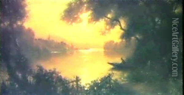 Evening On The Seine Oil Painting - Louis Aston Knight