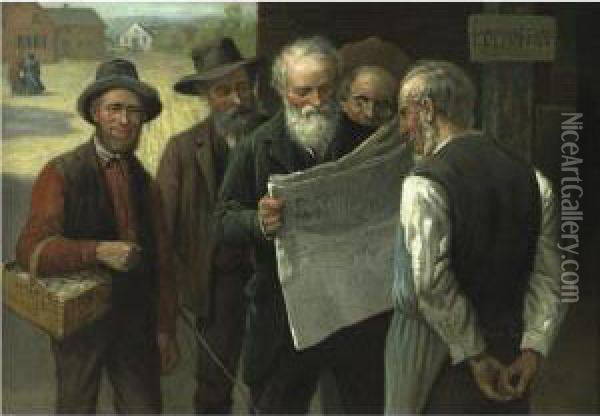 Gathering News Oil Painting - Samuel B. Waugh
