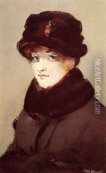 Woman in Furs, Portrait of Mery Laurent Oil Painting - Edouard Manet