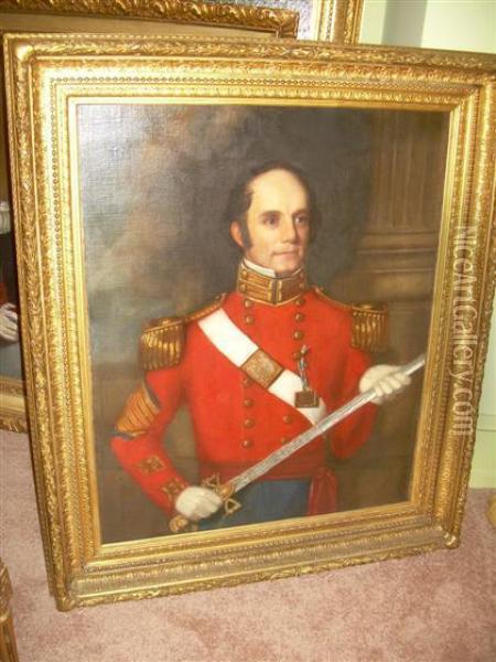 Portrait Of A Military Officer Oil Painting - Oswald Freeland
