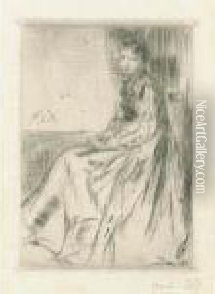 Maude, Seated (k. 115) Oil Painting - James Abbott McNeill Whistler