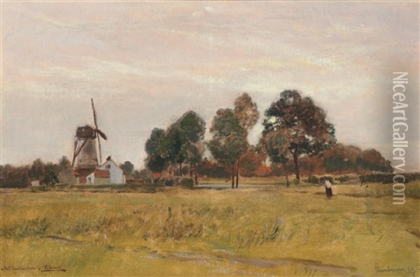 Landscape Near Steenbrugge Oil Painting - Rudolf Ribarz