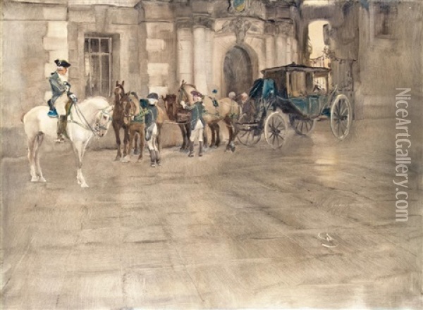 Courtly Carriage Oil Painting - Wilhelm Schreuer