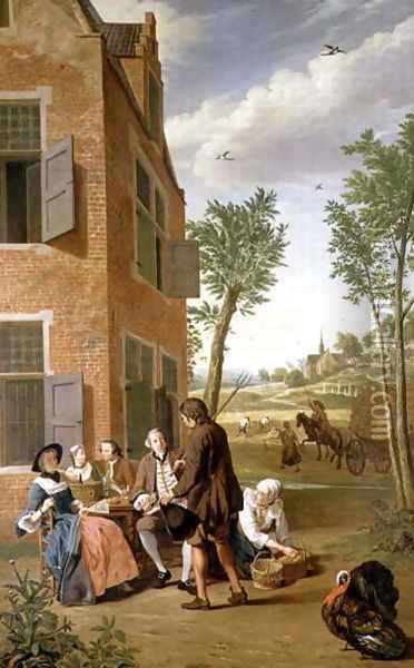 Figures in a Landscape Oil Painting - Jan Jozef, the Younger Horemans