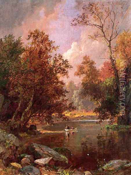 Autumn River Landscape Oil Painting - Jasper Francis Cropsey