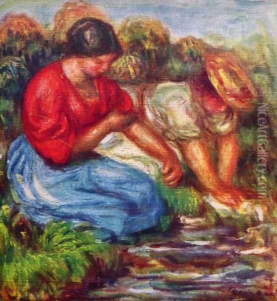 Laundresses 3 Oil Painting - Pierre Auguste Renoir