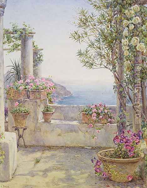 An Italian Balcony Oil Painting - Ernest Arthur Rowe