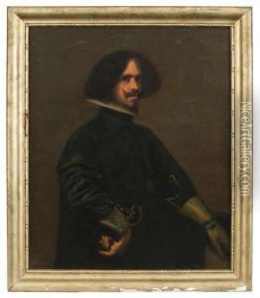 Depicting A Self Portrait Oil Painting - Diego Rodriguez de Silva y Velazquez