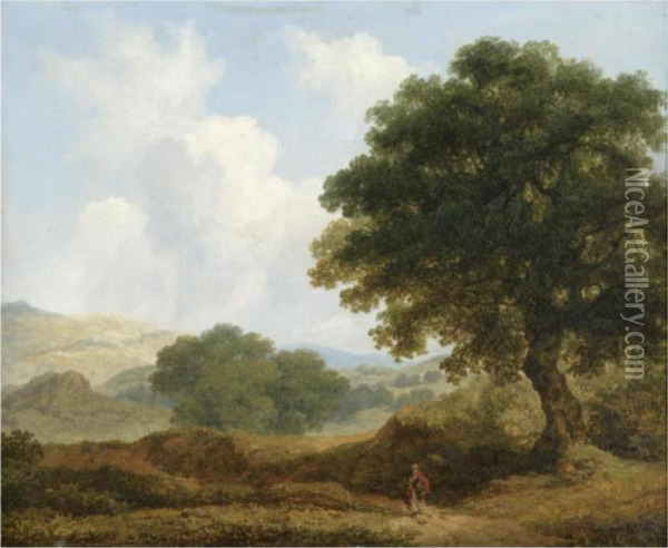 Landscape, View Taken In The County Of Wicklow Oil Painting - James Arthur O'Connor