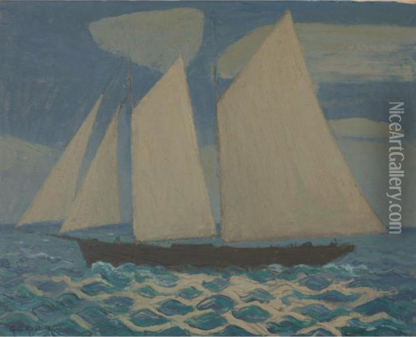 Ship Under Sail (decorative Panel) Oil Painting - George Copeland Ault