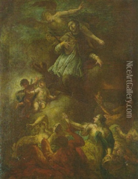 Die Verklarung Des Heiligen Johannes Von Nepomuk Oil Painting - Meinrad Von Aw