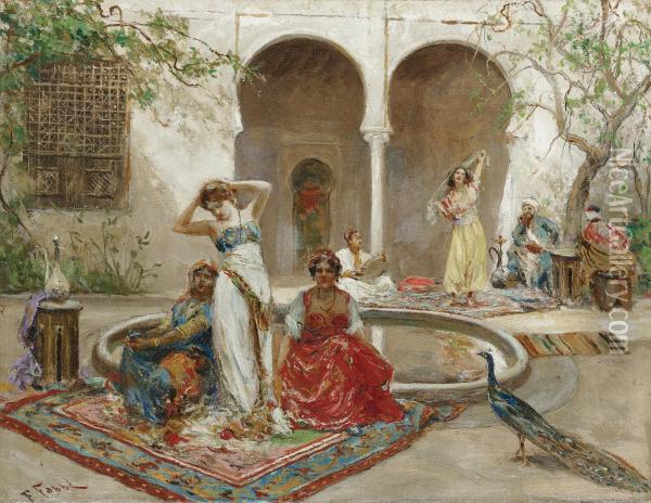 Dancing In The Harem Courtyard Oil Painting - Fabbio Fabbi