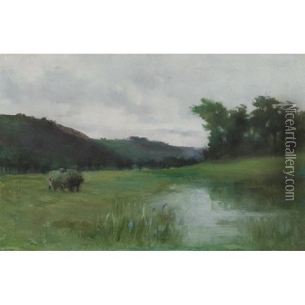 Landscape With Hay Wagon (dbl-sided) Oil Painting - Sydney Strickland Tully