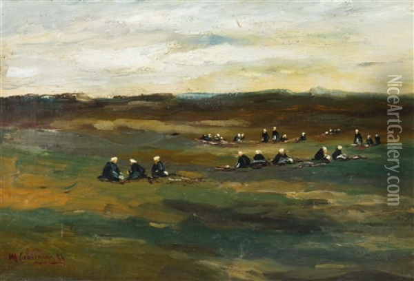 Netzeflickerinnen In Den Dunen Von Noordwige Oil Painting - Max Liebermann