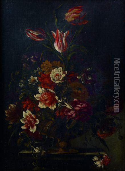 Nature Morte Au Bouquet De Fleurs Oil Painting - Mario Nuzzi Mario Dei Fiori
