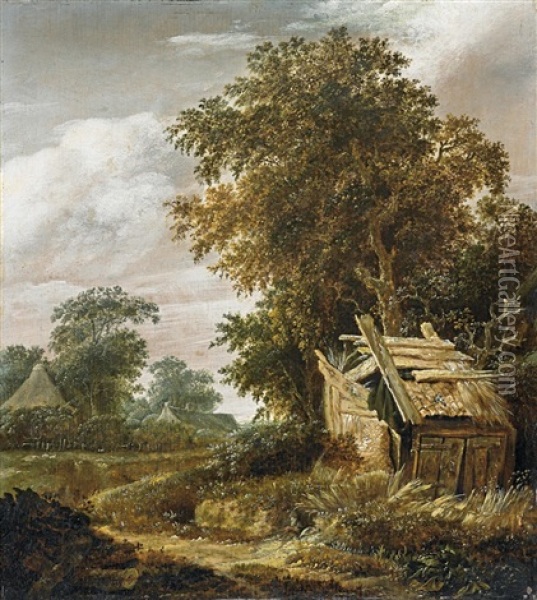 Landschaft Mit Hutte Und Bauernhausern Oil Painting - Cornelis Gerritsz Decker
