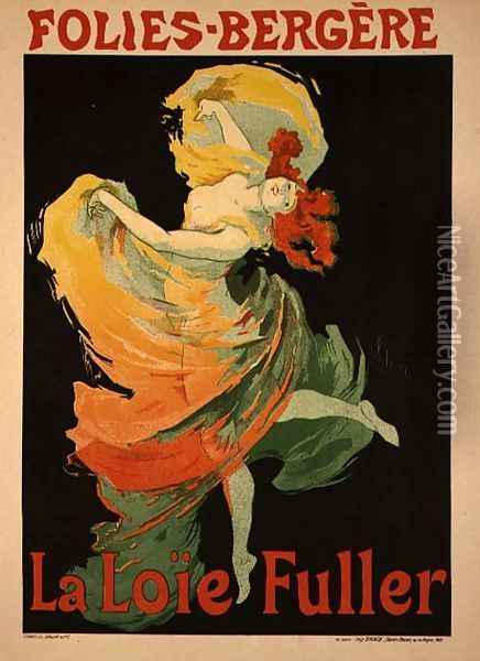 Reproduction of a Poster Advertising 'Loie Fuller' at the Folies-Bergere, 1893 Oil Painting - Jules Cheret