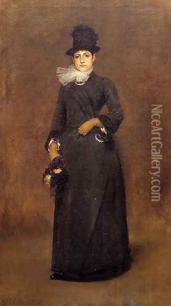 Ready for a Walk: Beatrice Clough Bachmann Oil Painting - William Merritt Chase