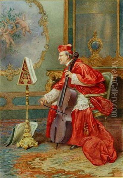 The Talented Cardinal Oil Painting - Umberto Cacciarelli