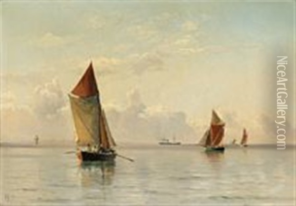 Numerous Ships At Sea Oil Painting - Holger Luebbers