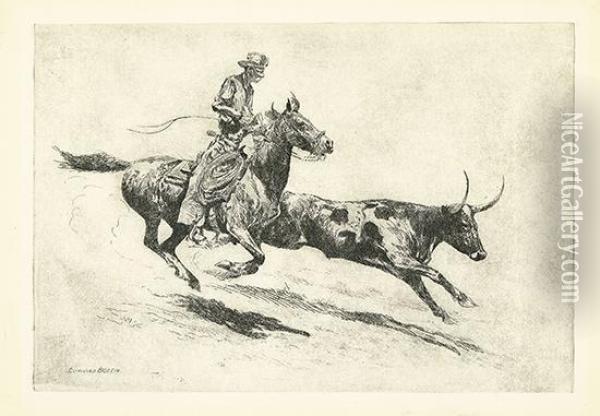 Headin' A Steer, No 2. Oil Painting - John Edward Borein