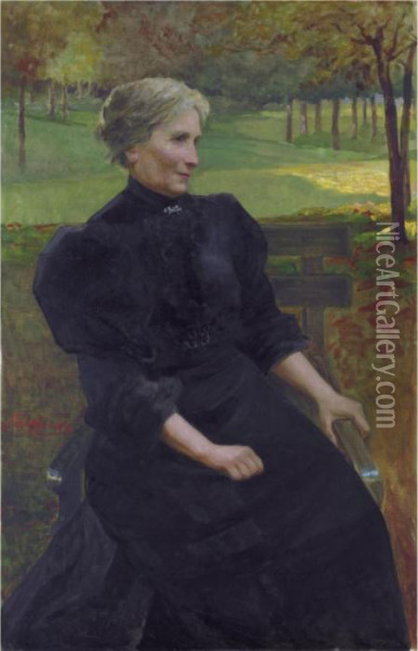 Nonna Ercolina (ritratto Della Contessa Ercolina Rabossi Massazza) Oil Painting - Giovanni Sottocornola