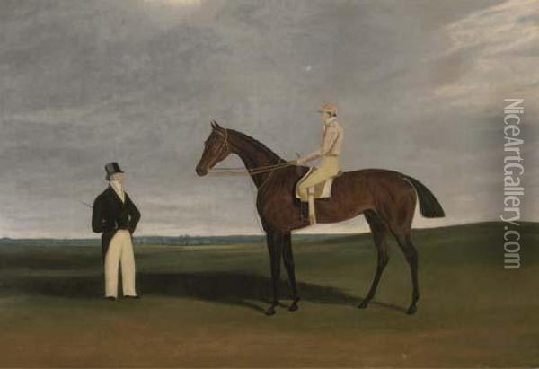Birmingham With Patrick Conolly Up, And His Owner Johnbeardsworth Oil Painting - James Loder Of Bath