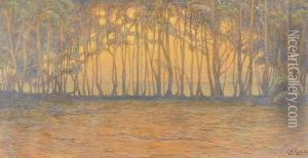 Rangee D'arbres Au Bord De L'eau Oil Painting - Charles Repelin