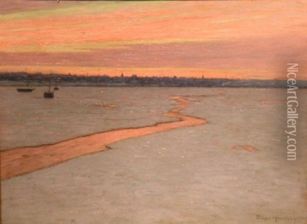 Sunrise - A Break In The Ice Oil Painting - Lovell Birge Harrison