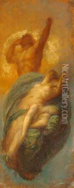 Sun, Earth and their Daughter Moon Oil Painting - George Frederick Watts