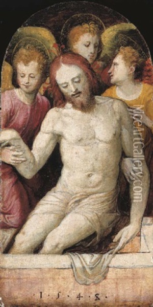 The Dead Christ Supported By Angels Oil Painting - Bartolomeo Neroni